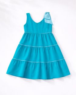 Vestido Infantil Menina Três Marias Azul com Laço