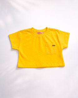 Cropped Infantil Menina Amarela Bolso Laise