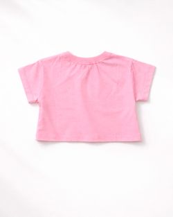 Cropped Infantil Menina Rosa com Bolso Xadrez