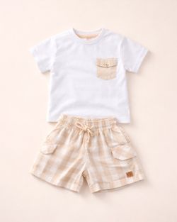  Conjunto Infantil Camiseta e Short vichy Menino
