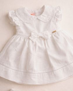 Vestido Infantil Bebê Menina Branco Batizado Cambraia 