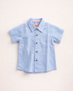 Camisa Infantil Bebê Menino Cambraia Linho Azul