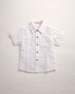 Camisa Infantil Bebê Menino Cambraia Linho Branca