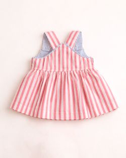 Vestido Infantil Menina Listrado Náutico Vermelho