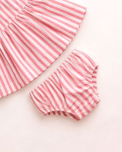 Vestido Infantil Menina Listrado Náutico Vermelho
