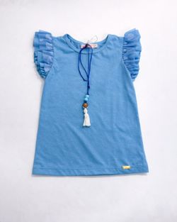 Kit Infantil Menina Blusa Azul com Colar