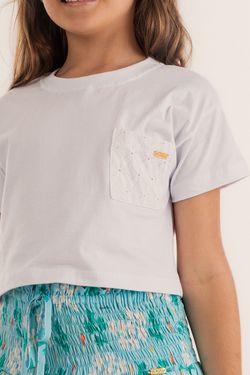 Blusa Infantil Menina Branca Bolso Laise