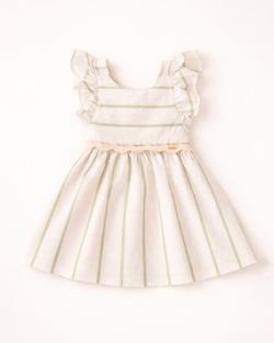 Vestido Infantil Menina Listrado Verde