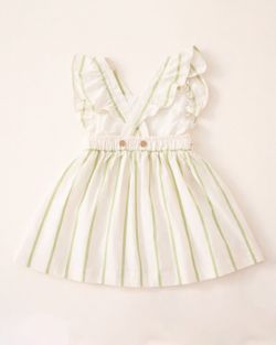 Vestido Infantil Menina Listrado Verde