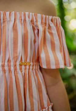 Vestido Infantil Menina Listrado Laranja