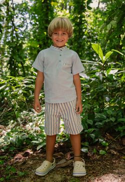 Conjunto Infantil Menino Camisa e Bermuda Listrada
