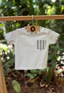 Conjunto Infantil Bebê Menino Camiseta e Short Listrado Azul