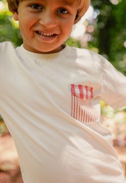 Conjunto Infantil Menino Camiseta e Bermuda Listrado Vermelho