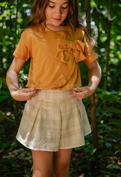 Blusa Infantil Menina Caramelo com Laço