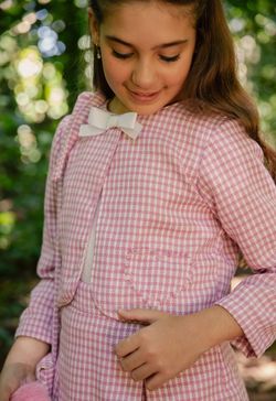 Casaco Infantil Menina Tweed Rosa