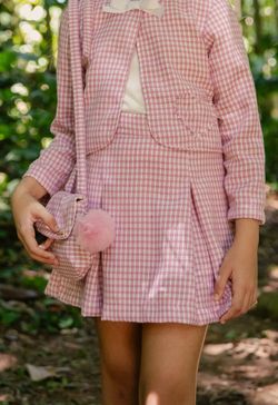 Saia Infantil Menina Tweed Rosa