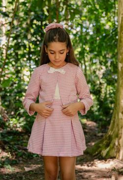 Saia Infantil Menina Tweed Rosa