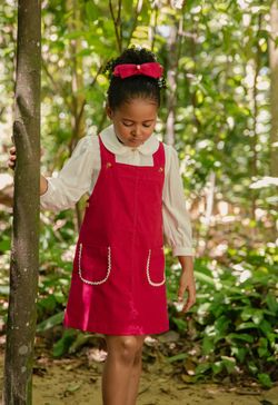 Jardineira Infantil Menina Pink