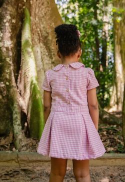 Vestido de Festa Infantil Menina Tweed Rosa