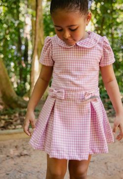 Vestido de Festa Infantil Menina Tweed Rosa