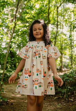 Vestido Infantil Menina Estampa Vilarejo