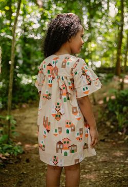 Vestido Infantil Menina Estampa Vilarejo