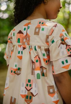 Vestido Infantil Menina Estampa Vilarejo
