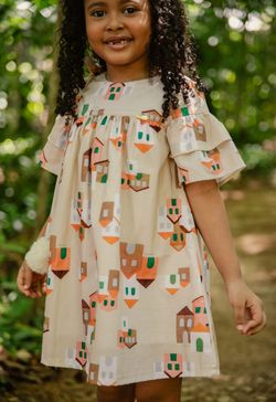 Vestido Infantil Menina Estampa Vilarejo