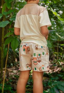 Short Infantil Menino Estampa Vilarejo