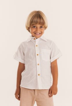 Camisa Infantil Menino Social Cambraia Linho Branca