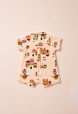 Macaquinho Infantil Bebê Menino Estampa Vilarejo