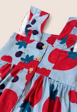 Jardineira Infantil Bebê Menina Estampa Frutas Vermelhas