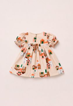 Vestido Infantil Bebê Menina Estampa Vilarejo