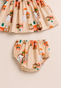 Vestido Infantil Bebê Menina Estampa Vilarejo