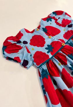 Vestido Infantil Menina Estampa Frutas Vermelhas
