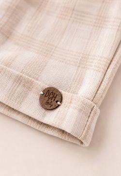 Conjunto Infantil Bebê Menino Camisa e Jardineira Xadrez Caqui