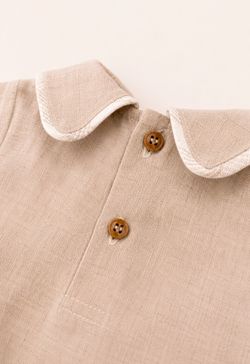 Conjunto Infantil Bebê Menino Camisa e Jardineira Xadrez Caqui