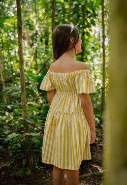 Vestido Infantil Menina Listrado Amarelo
