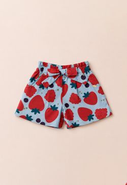 Short Infantil Menina Estampa Frutas Vermelhas