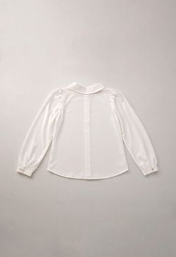 Blusa Infantil Menina Manga Longa Off White Gola Boneca