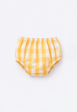 Vestido de Festa Infantil Bebê Menina Xadrez Vichy Amarelo