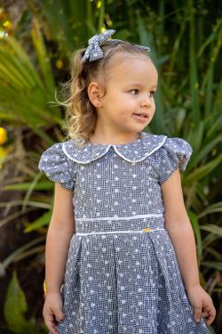 Vestido de Festa Infantil Menina Laise Vichy Preto