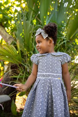Vestido de Festa Infantil Menina Laise Vichy Preto