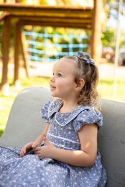 Vestido de Festa Infantil Menina Laise Vichy Preto