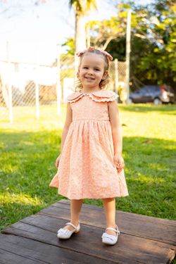 Vestido Infantil Festa Laise Vichy Laranja 