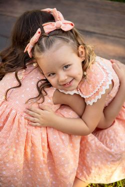 Vestido Infantil Festa Laise Vichy Laranja 