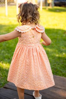 Vestido Infantil Festa Laise Vichy Laranja 