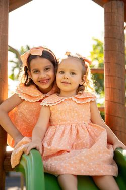 Vestido Infantil Festa Laise Vichy Laranja 