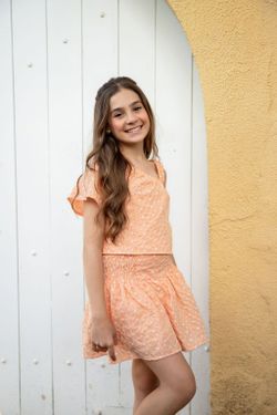 Conjunto Infantil Menina Laise Vichy Laranja 