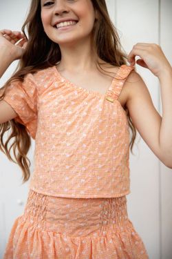 Conjunto Infantil Menina Laise Vichy Laranja 